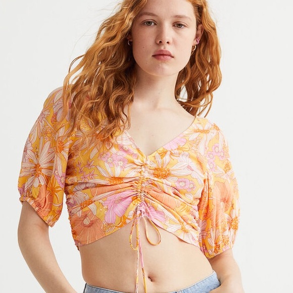 H&M V-Neck Drawstring Blouse - Picture 2 of 3